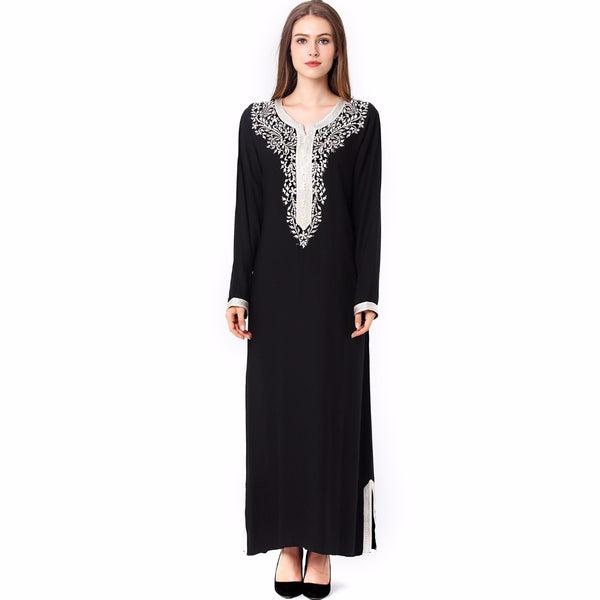 [variant_title] - Muslim women Long sleeve hijab Dress maxi abaya jalabiya islamic women dress clothing robe kaftan Moroccan fashion embroidey1631