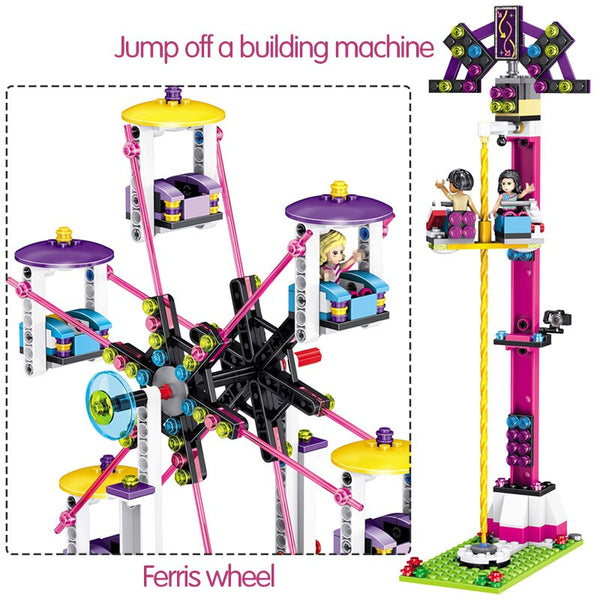 [variant_title] - Bricks Compatible with LegoINGLY Blocks Friends Amusement Park Roller Coaster Figure Model Toys Hobbie Children Girls