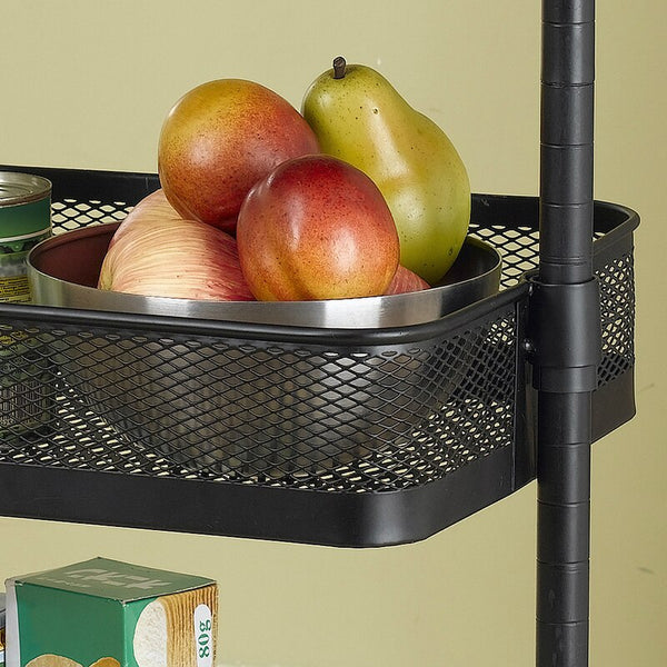 [variant_title] - Metal Kitchen Trolley Carts Wheeled Storage Rack Shelf Vegetable Floor Bathroom Shelf Storage