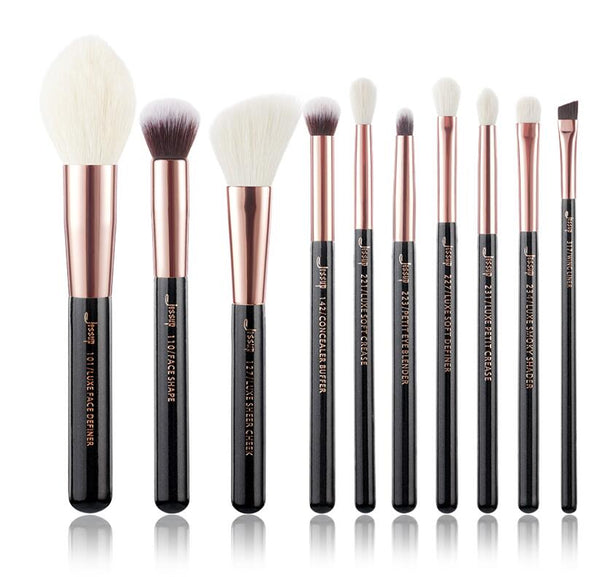 T163(10PCS) - Jessup Rose Gold / Black Makeup brushes set Beauty Foundation Powder Eyeshadow Make up Brush 6pcs/8pcs/10pcs/15pcs/20pcs/25pcs