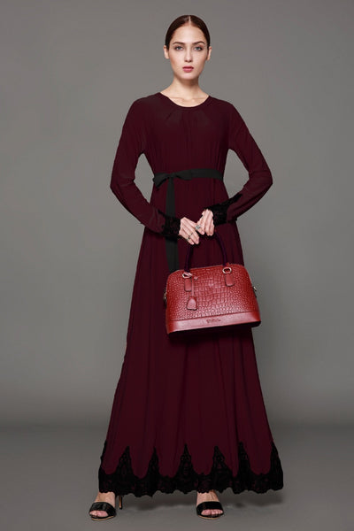 [variant_title] - Solid Color Chic Fashion Long Sleeve Casual Maxi Dresses For Women Islamic Abaya Muslim Dress Clothing
