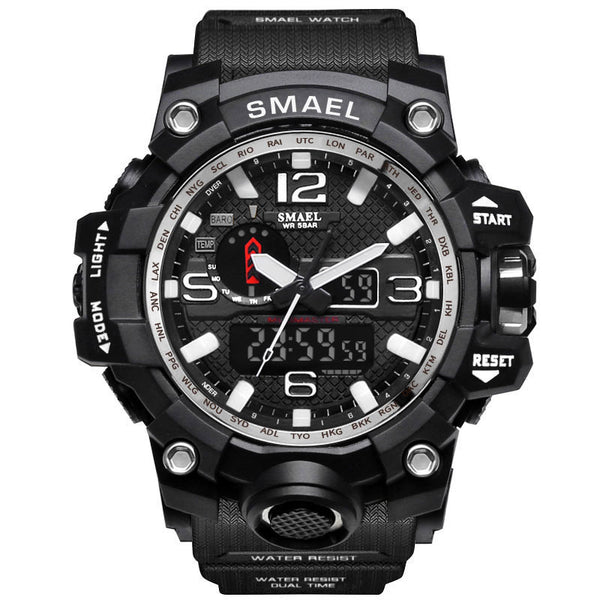 Sliver - Men Military Watch 50m Waterproof Wristwatch LED Quartz Clock Sport Watch Male relogios masculino 1545 Sport Watch Men S Shock