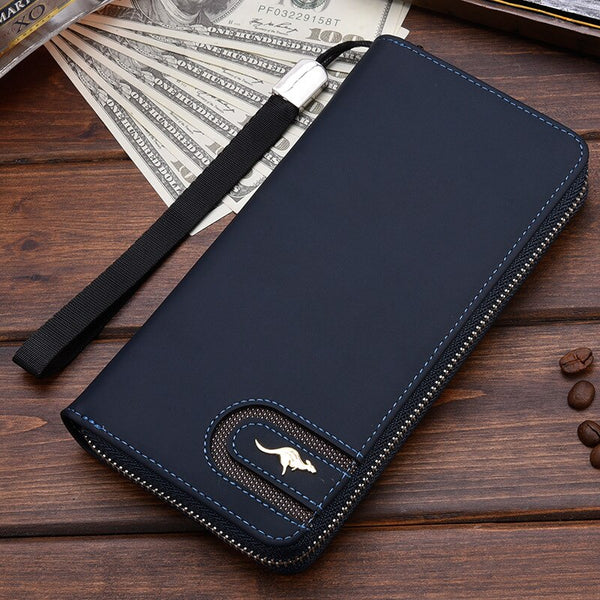 [variant_title] - New Men Leather Wallet High Quality Zipper Wallets Men Long Purse Male Clutch Phone Bag Wristlet Coin Purse Card Holder MWS184