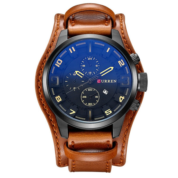 brown black - Curren Men Watches Man Clock 2018 Top Brand Luxury Army Military Steampunk Sports Male Quartz-Watch Men Hodinky Relojes Hombre