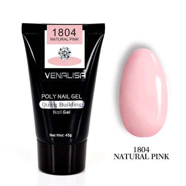 1804 natural pink - VENALISA Poly Gel Kits Nail Art French Nail Art Clear Camouflage Color Nail Tip Form Crystal UV Gel Polygel Slice Brush Nail Gel