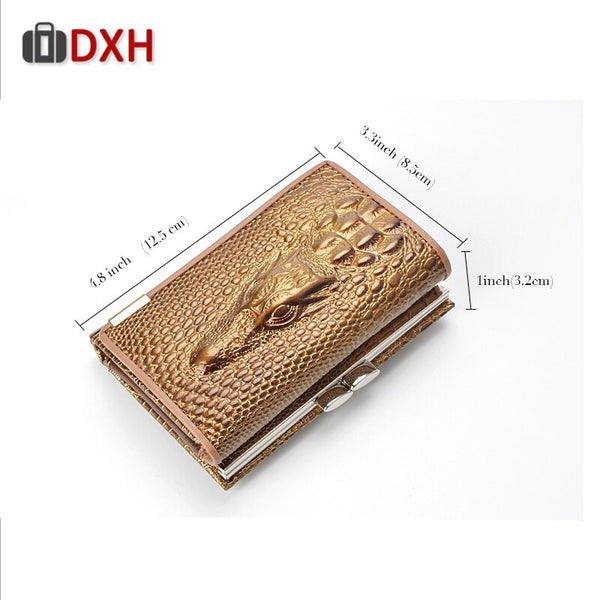 [variant_title] - 2019 New Women's Wallets Short Female Crocodile Pattern Embossed Designer Leather Purse Hasp Buckle 3 Fold Multi-Card Wallet DXH