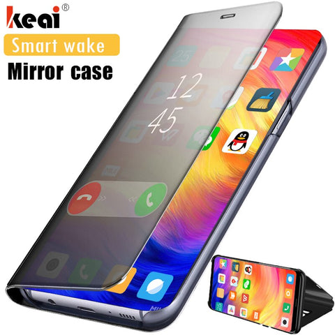 [variant_title] - Mirror Flip Protection Case For Xiaomi Redmi Note 7 6 5 Pro Case Leather Stand Cover For Redmi 4X 4 6 6A 5 Plus Clear View Cover