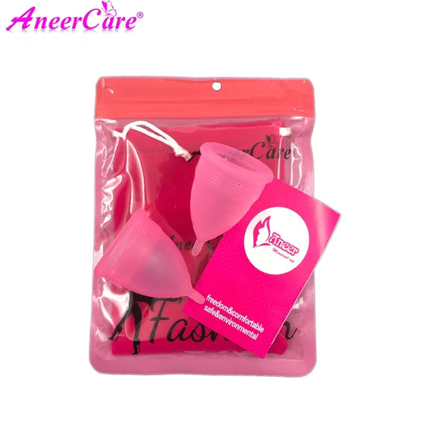 [variant_title] - Coletor Menstrual 2Pcs Medical Grade Silicone Hygiene Menstrual Cups Lady Menstrual Cup Mestrual Aneercare Coupe Menstruell S+L