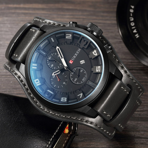 [variant_title] - Curren 8225 Army Military Quartz Mens Watches Top Brand Luxury Leather Men Watch Casual Sport Male Clock Watch Relogio Masculino