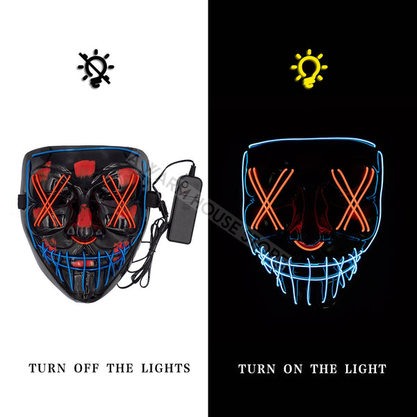 Blue and red - Led Mask Halloween Party Masque Masquerade Masks Neon Maske Light Glow In The Dark Mascara Horror Maska Glowing Masker Purge