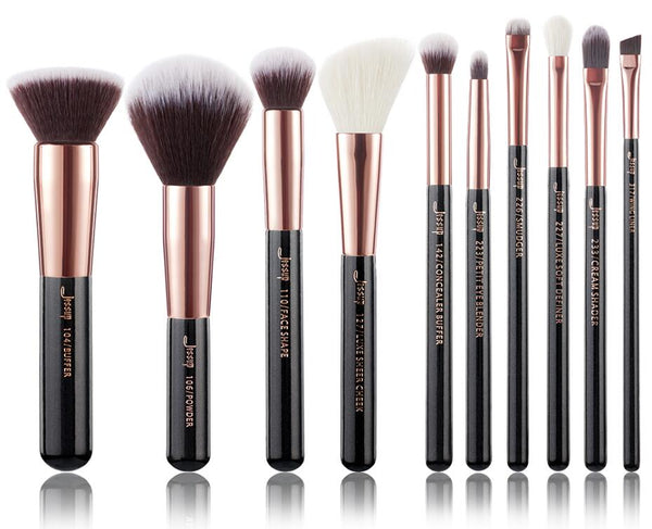 T156(10PCS) - Jessup Rose Gold / Black Makeup brushes set Beauty Foundation Powder Eyeshadow Make up Brush 6pcs/8pcs/10pcs/15pcs/20pcs/25pcs