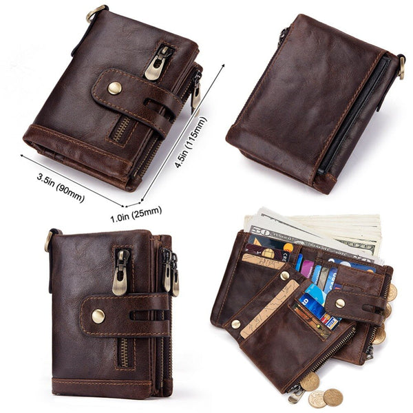 [variant_title] - KAVIS  Rfid Genuine Cow Leather Wallet Men Coin Purse Male Cuzdan PORTFOLIO MAN Portomonee Small Min Walet Pocket Fashion Hasp