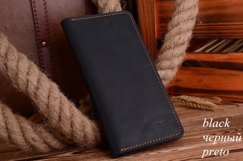 103 black - COWATHER high quality cow genuine Crazy horse leather men wallets 2019 long style two color fashion male purse 103 free shipping