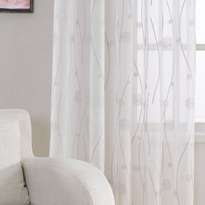 [variant_title] - New Embroidered White Sheer Curtains for Living Room Bedroom Abstract Pattern Window Tulle Kitchen Small Window Curtains Drapes