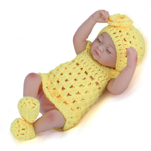 Girl 5 - NPKDOLL Mini Reborn Baby Doll Lifelike silicone Bath toys for girls Sleeping girl doll for newborn kids Christmas Gift 10 inch