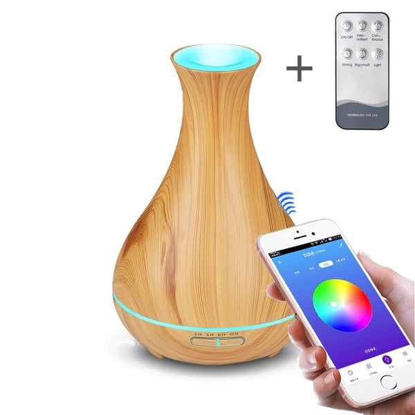 APP Light Wood Grain / AU - 550ML APP Control Essential Oil Aroma Diffuser With Wood Grain Air Humidifier Aromatherapy Diffuser For Home Cool Mist Maker
