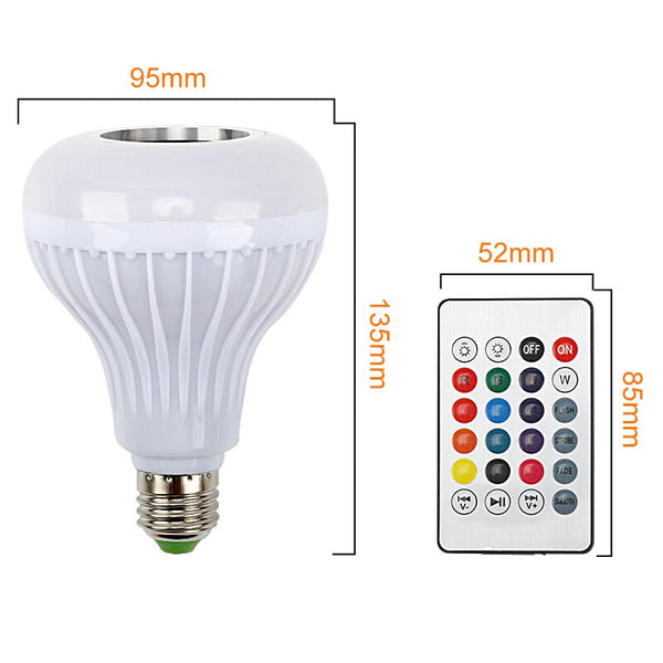 [variant_title] - E27 LED Bulb 12W RGB Music Playing Dimmable Wireless Bluetooth Bulb Colorful Audio Speaker Light Lamp with 24 Key Remote Control