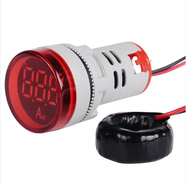 Red / 100A - Power 220VAC 22mm Digital Display Ampermeter Monitor Current Indicator Signal Light Ammeter Tester Measuring 0-100A Ampere Meter