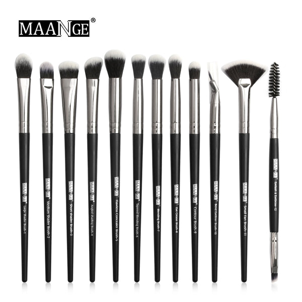 02 - 12 Pcs Makeup Brush Sets Professional Cosmetics Brushes Set Kit + Pouch Bag Case Woman Make Up Tools Brushes Pincel Maquiagem