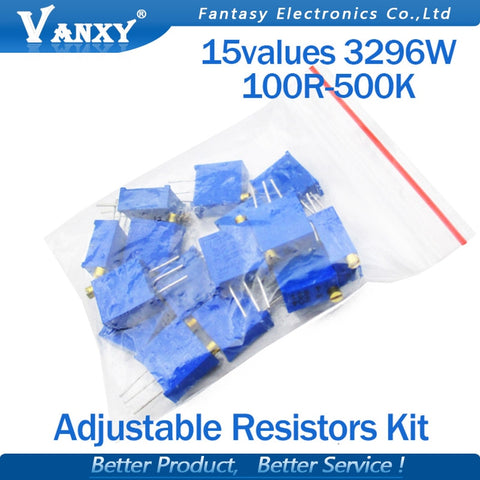 Default Title - 15valuesX1pcs=15pcs 100ohm-2Mohm 0.5w 3296 3296w Variable Resistors MultiTurn trimmer adjustable precision Potentiometer kit