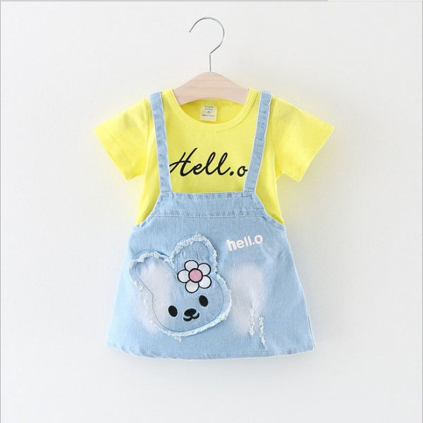 Yellow / 12M - Baby Dress Hot Sale Top Fashion Character Cotton Cute Vestido Infantil Female Baby Korean Version Of The 2018 Summer Infant