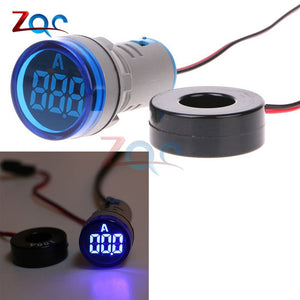 Blue - AC220V 0-100A 22mm Digital Display Ammeter Ampermeter Monitor Current Indicator Signal Light Tester Measuring Ampere Meter 220V