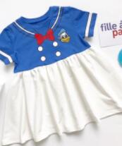 dress / 12M - summer baby dress cotton cartoon character print design o-neck blue white toddler girls dresses