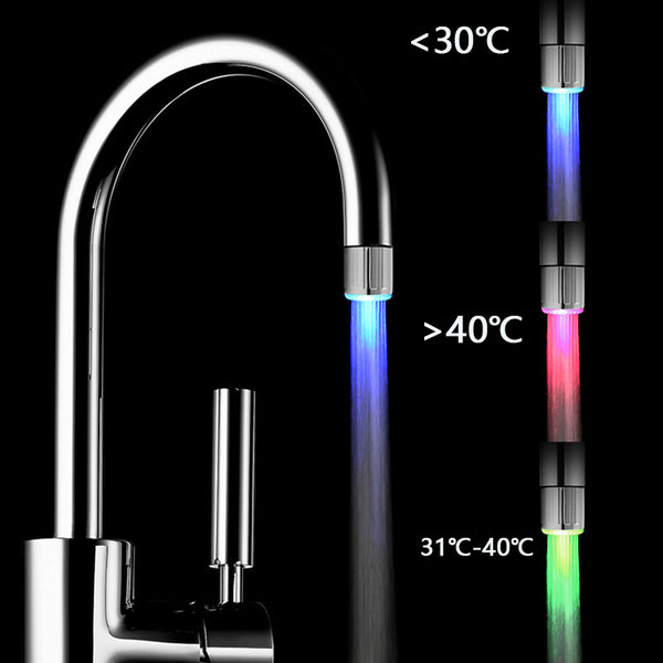 temperature change - Luminous LED Water Faucet Shower Tap Temperature Sensor Intelligent Light-up Water Nozzle Head Light Kitchen Faucets 3Color