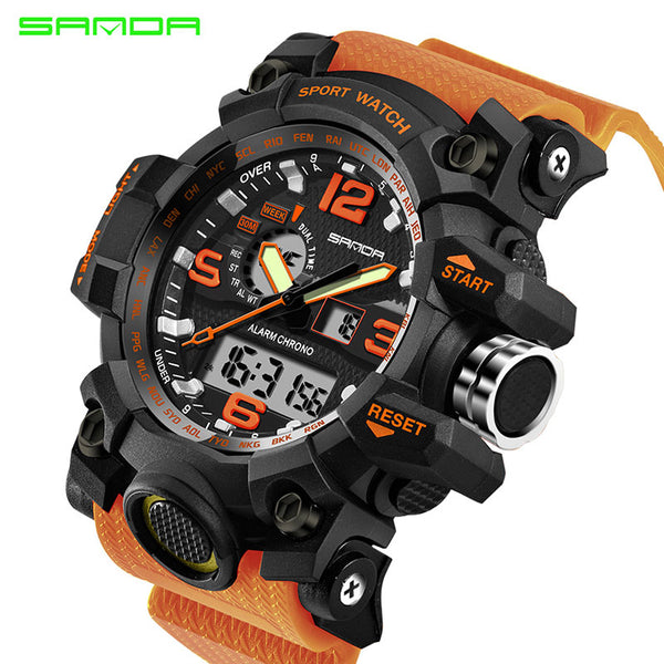 [variant_title] - SANDA top luxury brand G style men's military sports watch LED digital watch waterproof men's watch Relogio Masculino