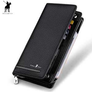 [variant_title] - 2019 wallet male genuine Leather Luxury Brand Men Zipper Wallets Long Men Purse  Clutch Business Wallet WILLIAMPOLO 219