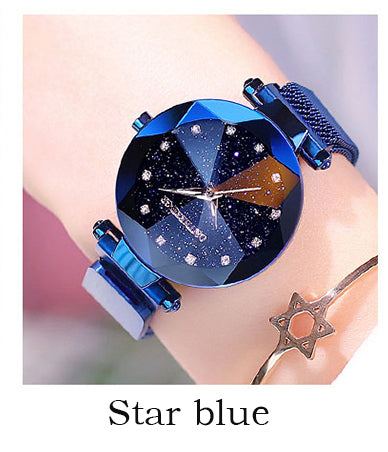 XK- blue - luxury ladies watch magnet mesh with starry luminous fashion diamond female quartz watch relogio feminino zegarek damski