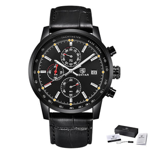 All black - BENYAR Fashion Chronograph Sport Mens Watches Top Brand Luxury Quartz Watch Reloj Hombre saat Clock Male hour relogio Masculino