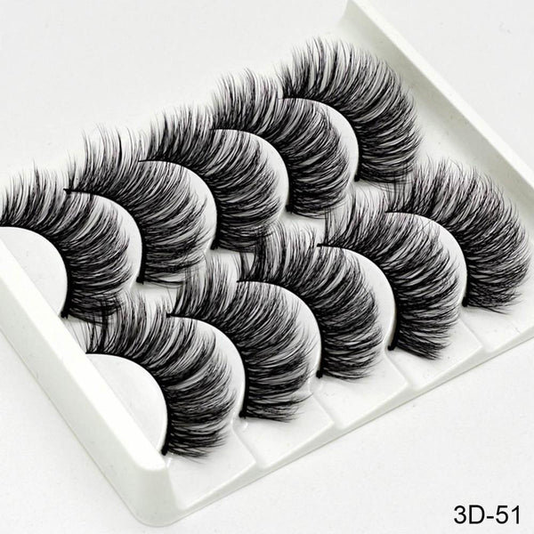 3D-51 - SEXYSHEEP 5Pairs 3D Mink Hair False Eyelashes Natural/Thick Long Eye Lashes Wispy Makeup Beauty Extension Tools