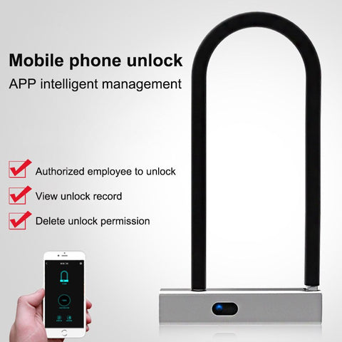 [variant_title] - Smart Bluetooth APP Door lock U shape Lock for Store Company Glass Double Door Anti-theft APP Remote Control U-shaped locks