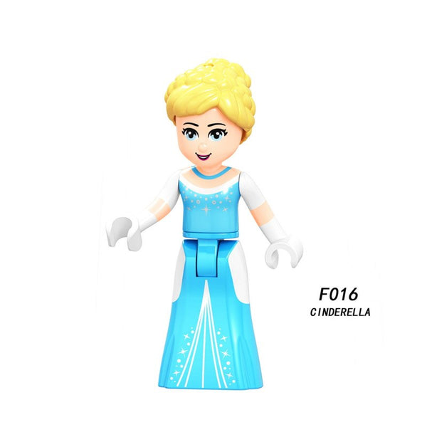 F016 cinderella - Snow White Fairy Tale Princess Girl anna elsa beast cinderella maleficent Friends Building Blocks Toy kid gift Compatible Legoed