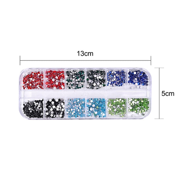 [variant_title] - 1 Box Multi Size Glass Rhinestones Mixed Colors Flat-back AB Crystal Strass 3D Charm Gems DIY Manicure Nail Art Decorations