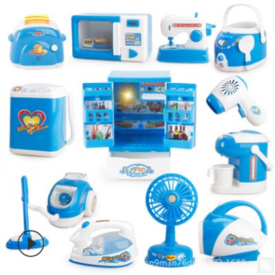 12 Pcs - 6/12 Pcs/Set Pretend Play Toy Vacuum Cleaner Toy Housekeeping Cleaning Juicer Washing Sewing Machine Mini Clean Up Play Toy Gift