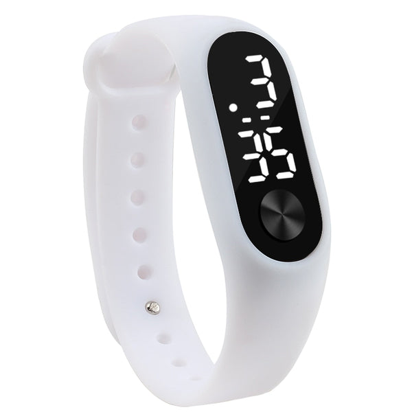 white - Fashion Men Women Casual Sports Bracelet Watches White LED Electronic Digital Candy Color Silicone Wrist Watch for Children Kids