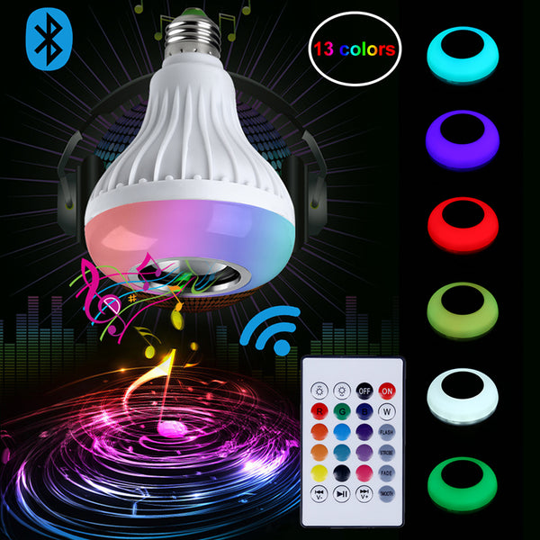 [variant_title] - Smart E27 RGB Bluetooth Speaker LED Bulb Light 12W Music Playing Dimmable Wireless Led Lamp with 24 Keys Remote Control #35
