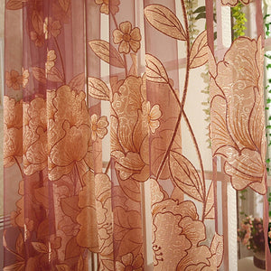 Brown Tulle / Custom made / 1 Tab Top - Top Finel Modern Luxury Embroidered Sheer Curtains for Living Room Bedroom Kitchen Door Tulle Curtains Drapes Window Treatments