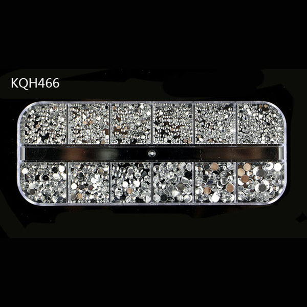 KQH466 - New Multi-size Nail Rhinestones 3D Crystal AB Clear Nail Stones Gems Pearl DIY Nail Art Decorations Gold Silver Rivet Rhinestone