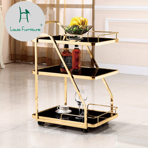 [variant_title] - Louis Fashion Trolley Stainless Steel Dim Sum Tempered Glass Restaurant High Grade Drinks Tea and Water