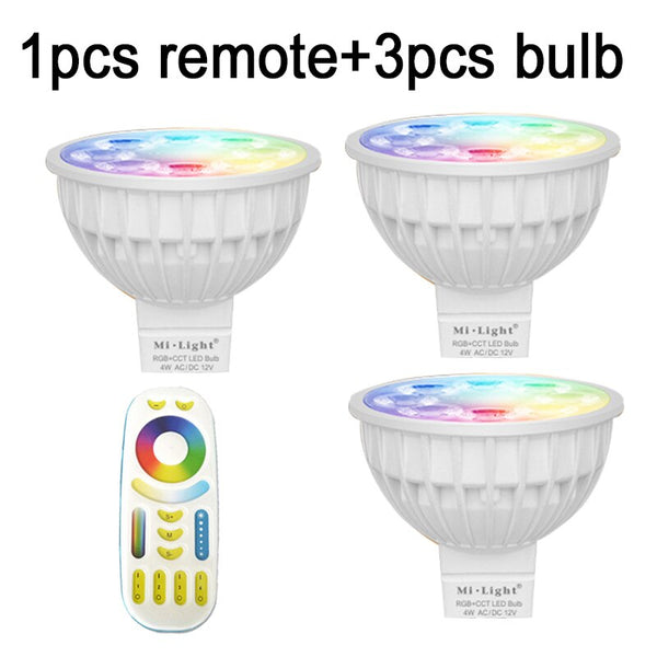 1remote 3bulbs / GU10 / Yes - HOTOOK Mi Light WIFI LED Bulb RGB CCT(2700-6500K)LED Lamp Smart Light Dimmable MR16 GU10 4WSpotlight 2.4G Remote and APP Control