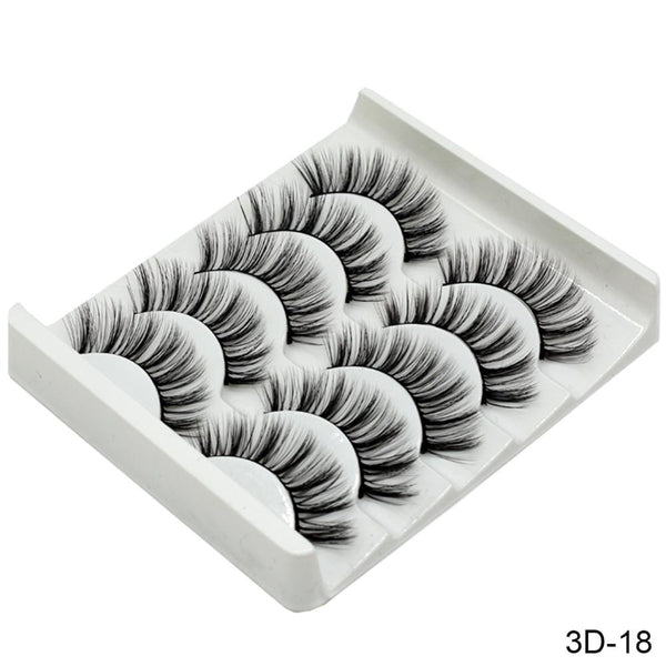 3D-18 - SEXYSHEEP 5Pairs 3D Mink Hair False Eyelashes Natural/Thick Long Eye Lashes Wispy Makeup Beauty Extension Tools