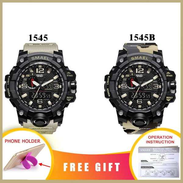 [variant_title] - SMAEL Brand Men Sports Watches Dual Display Analog Digital LED Electronic Quartz Wristwatches Waterproof Swimming Military Watch