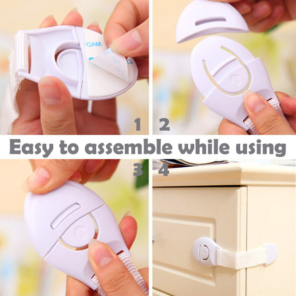 [variant_title] - 10pcs Safety Locks for Kitchen Cabinet Doors Drawer Baby Safe Protection Lock Security Blocker Padlock Home Decoration HM0001 (White)