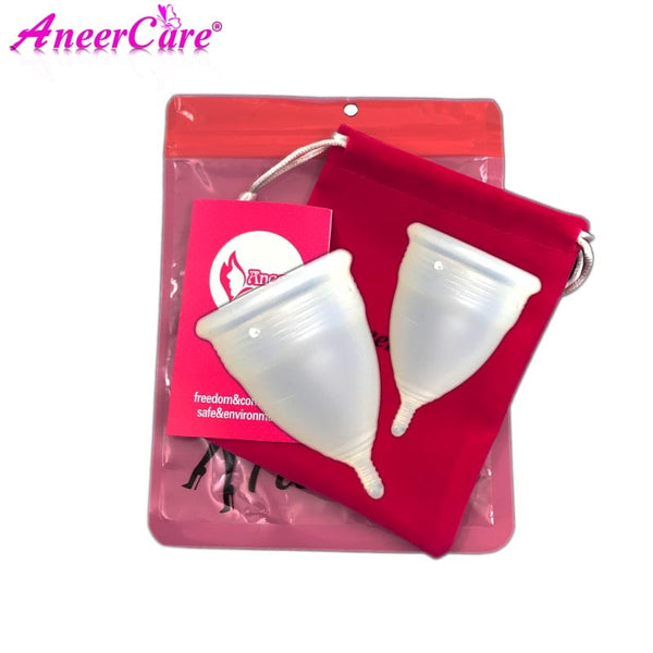 S L Clear - Coletor Menstrual 2Pcs Medical Grade Silicone Hygiene Menstrual Cups Lady Menstrual Cup Mestrual Aneercare Coupe Menstruell S+L