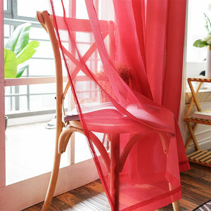 Red / 1 pcs 100cm x 200cm / 2.Grommet - Topfinel Gradient Printed Tulle Transparent Curtains Living Room Bedroom Kitchen Home sheer curtains Decor Tulle at Window