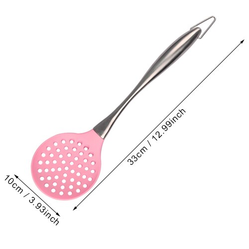 Pink spoon C - Pink Silicone Cooking Tools Stainless Steel Handle Kitchenware Dinnerware Tableware Heat Resistant Kitchen Utensils Accessories