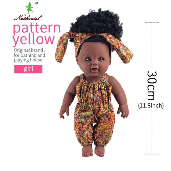 [variant_title] - black  baby dolls pop green African! 12inch  lol reborn silicone vinyl 30cm newborn poupee boneca baby soft toy girl kid todder